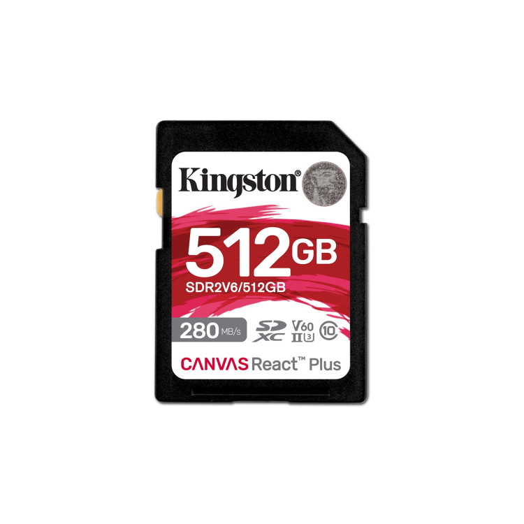 KINGSTON microSDXC Canvas 512GB React Plus UHS-II 280R/150W U3 V60 for Full HD/4K