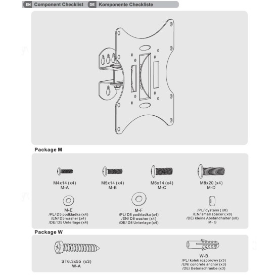 Uchwyt ścienny do telewizora Maclean MC-501B (Obrotowy, ścienne, Uchylny - 42"; max. 30kg)