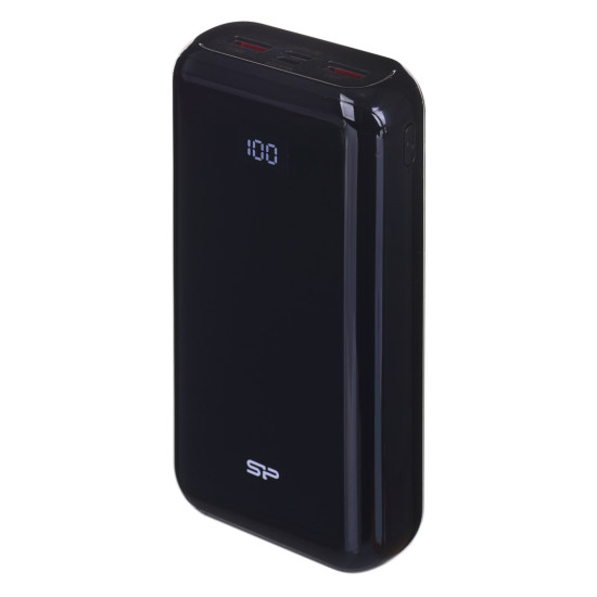 Powerbank Silicon Power QS28 20000mAh LCD QC3.0+PD 2x USB A, 1x mUSB + 1x USB C, czarny