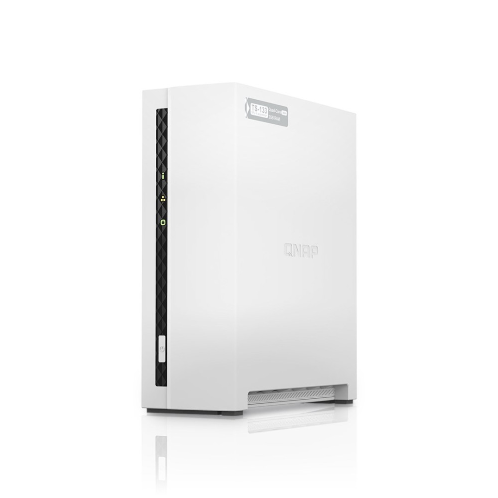 Qnap TS-133, Tower,  1 x 2.5"/3.5" SATA, ARM 1.8GHz Quad core, 2GB, 1 x 1GbE, External adapter (PSU)