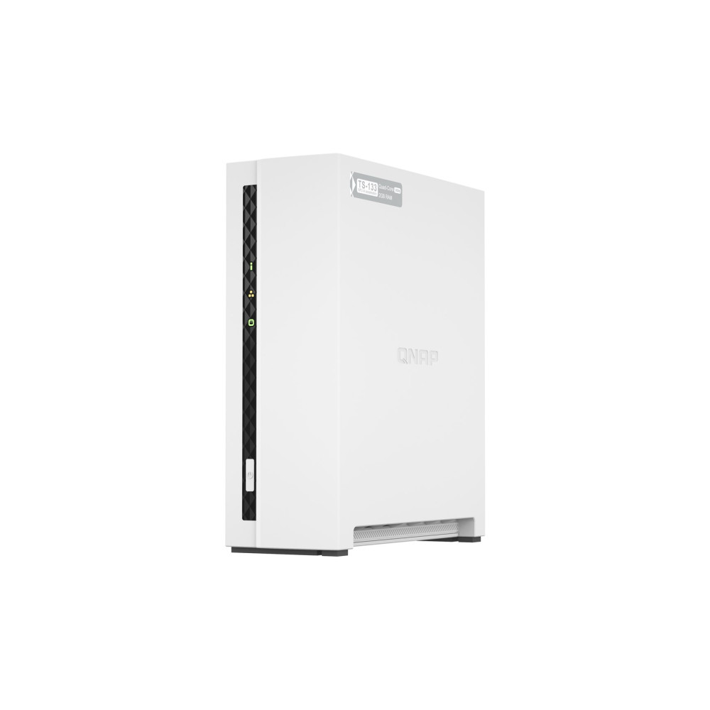Qnap TS-133, Tower,  1 x 2.5"/3.5" SATA, ARM 1.8GHz Quad core, 2GB, 1 x 1GbE, External adapter (PSU)