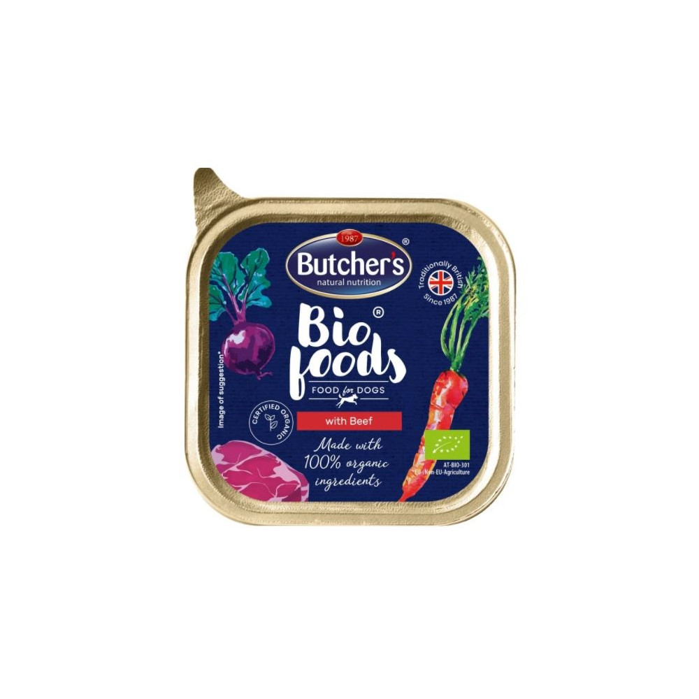 Butcher's BIO Foods -  mokra karma dla psa z wołowiną - tacka 150 g