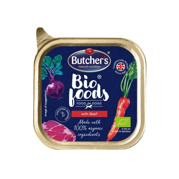 Butcher's BIO Foods -  mokra karma dla psa z wołowiną - tacka 150 g